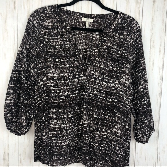 Joie 100% silk brown cream blouse - Picture 1 of 5